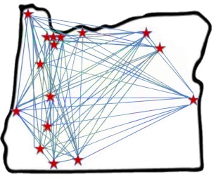 Oregon Map with the OCNE Schools stared by Location